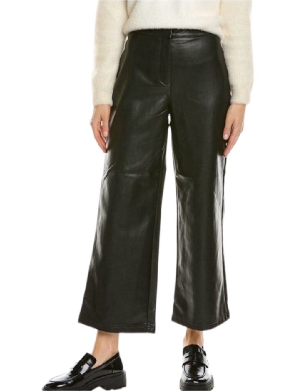 Bagatelle Collection Faux Leather Cropped Wide Leg Pants Women's Size Large NWT